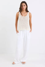 Load image into Gallery viewer, Wellness White Linen Pull On Wide Leg Pants
