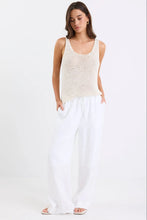 Load image into Gallery viewer, Wellness White Linen Pull On Wide Leg Pants

