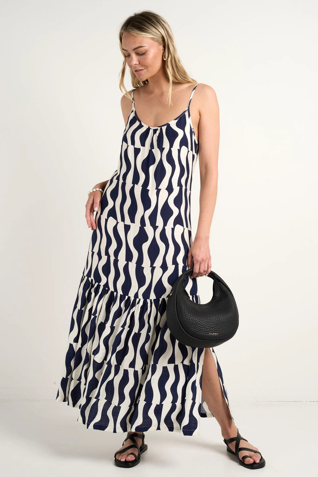 Relaxe Ink Geo Wave Midi Dress