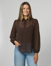 Load image into Gallery viewer, Esme Blouse Chocolate Pin Dot
