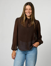 Load image into Gallery viewer, Esme Blouse Chocolate Pin Dot
