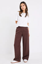 Load image into Gallery viewer, Shelter Chocolate Linen Viscose Flat Front Wide Pants
