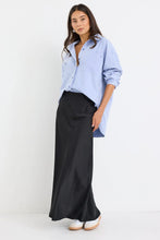 Load image into Gallery viewer, Prodigy Black Satin Bias Maxi Skirt
