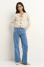 Load image into Gallery viewer, Solar Oat Cotton Fine Knit Crew Cardigan
