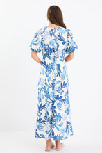 Load image into Gallery viewer, Stage Blue Floral Puff Sleeve Floaty Maxi Dress
