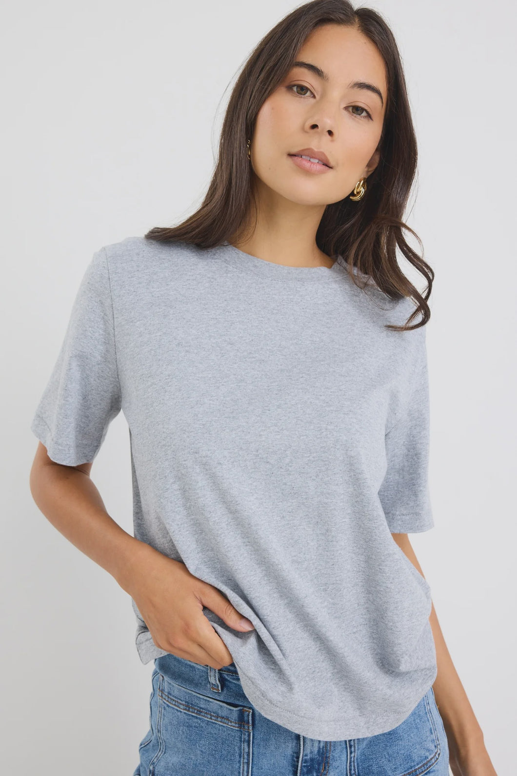 Street Grey Marle Crew Neck Short Sleeved Boxy Tee