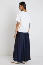 Load image into Gallery viewer, Preserve Navy Floaty Satin Bias Maxi Skirt
