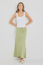 Load image into Gallery viewer, Summit Moss Linen Tie Waist Bias Maxi Skirt
