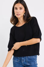 Load image into Gallery viewer, Sunrise Black SS Crochet Knit Top

