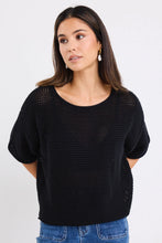 Load image into Gallery viewer, Sunrise Black SS Crochet Knit Top
