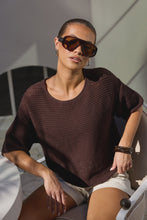 Load image into Gallery viewer, Sunrise Chocolate Crochet Knit Tee
