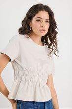 Load image into Gallery viewer, Svelte Stone Shirred Detail SS Tee
