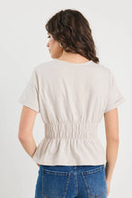 Load image into Gallery viewer, Svelte Stone Shirred Detail SS Tee
