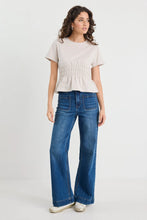 Load image into Gallery viewer, Svelte Stone Shirred Detail SS Tee
