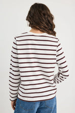 Load image into Gallery viewer, Tether Chocolate White Stripe LS Boxy Tee / Chocolate White
