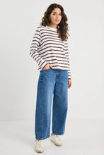 Load image into Gallery viewer, Tether Chocolate White Stripe LS Boxy Tee / Chocolate White
