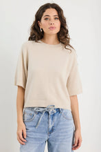Load image into Gallery viewer, Topic Champagne Cashmere Blend Soft Knit Tee

