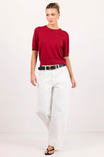 Load image into Gallery viewer, Topic Cherry Red Cashmere Blend Soft Knit Tee - Cherry Red
