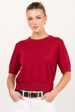 Load image into Gallery viewer, Topic Cherry Red Cashmere Blend Soft Knit Tee - Cherry Red
