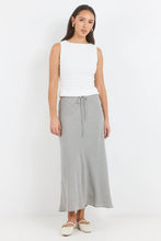 Load image into Gallery viewer, Summit Khaki Mini Gingham Tie Waist Bias Maxi Skirt
