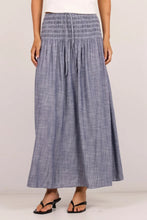 Load image into Gallery viewer, Byron Light Blue Chambray Shirred Waist Maxi Skirt
