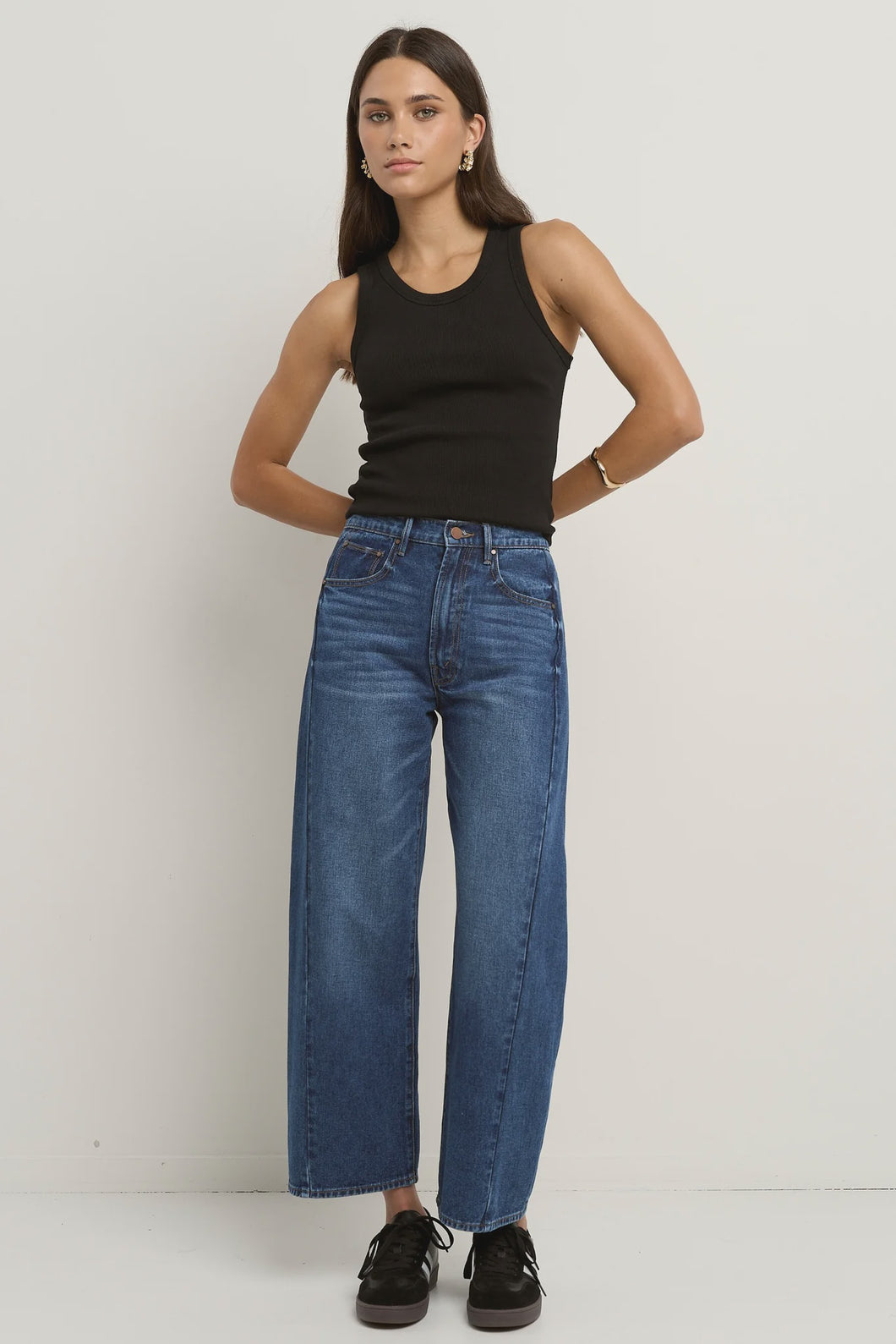 Varsity Deep Blue Forward Seam Barrel Jeans