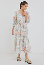Load image into Gallery viewer, Wisdom Cream Floral Ballon sleeve Midi Dress
