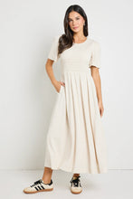 Load image into Gallery viewer, Wren Natural SS Shirred Bodice Midi Dress
