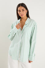 Load image into Gallery viewer, You Got This Green Wide Stripe Oversized Boyfriend Shirt
