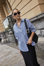 Load image into Gallery viewer, You Got This Blue Stripe Cotton Oversized Shirt

