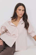 Load image into Gallery viewer, You Got This Blush Double Pinstripe Oversized Boyfriend Shirt - Blush Double Pinstripe
