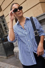 Load image into Gallery viewer, You Got This Blue Stripe Cotton Oversized Shirt

