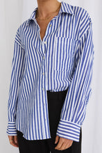 Load image into Gallery viewer, You Got This Blue Stripe Cotton Oversized Shirt
