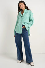 Load image into Gallery viewer, You Got This Green Stripe Cotton Oversized Shirt
