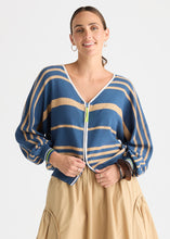 Load image into Gallery viewer, Statement Zip Cardi Sea
