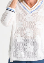 Load image into Gallery viewer, Floral Pointelle Vee White
