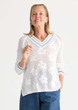 Load image into Gallery viewer, Floral Pointelle Vee White
