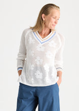 Load image into Gallery viewer, Floral Pointelle Vee White
