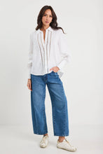Load image into Gallery viewer, Zinnia White Ramie Lace Trim Long Sleeve Shirt
