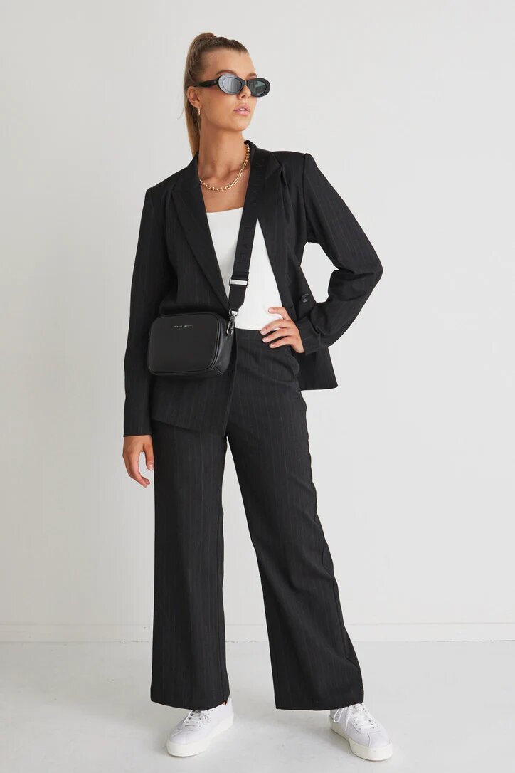 Best Life Charcoal Pinstripe Pant