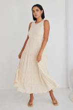 Load image into Gallery viewer, Florentena ecru Shirred Cotton Maxi Dress
