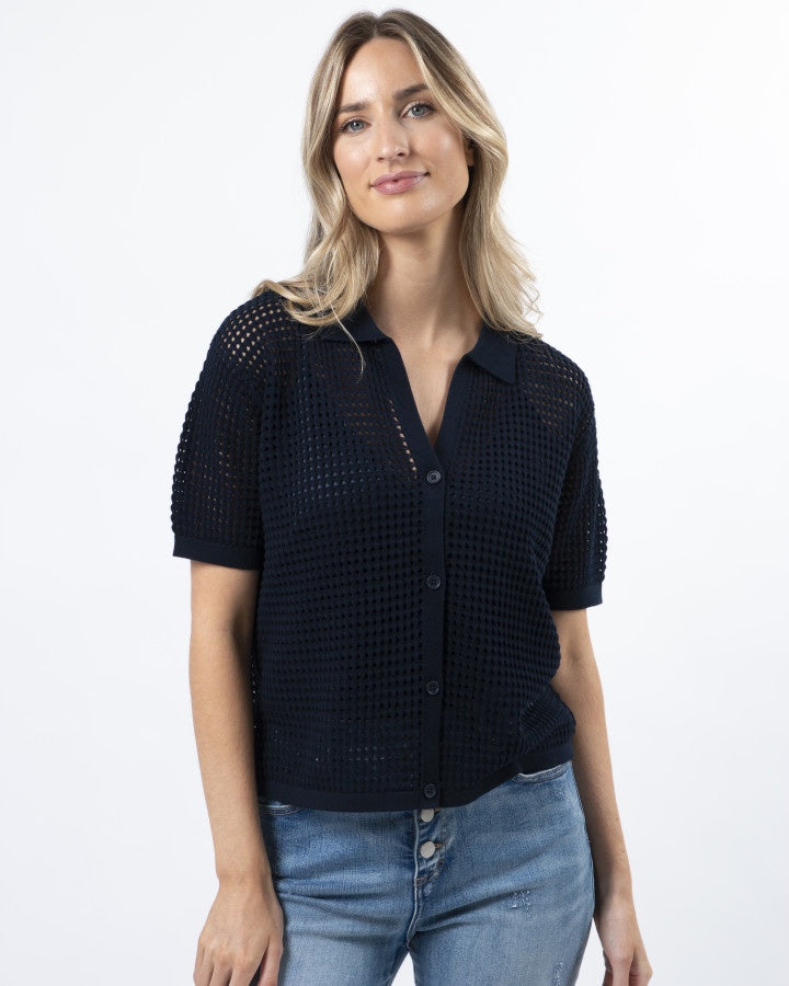 Holey Knit Top Navy