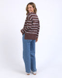 Load image into Gallery viewer, Jayne Stripe Throw On Top Chocolate
