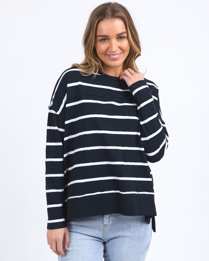 Janye Throw On Navy Stripe