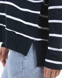 Load image into Gallery viewer, Janye Throw On Navy Stripe
