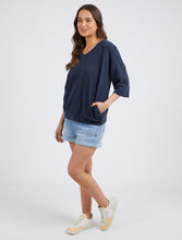 Load image into Gallery viewer, Mazie V Neck Tee Navy
