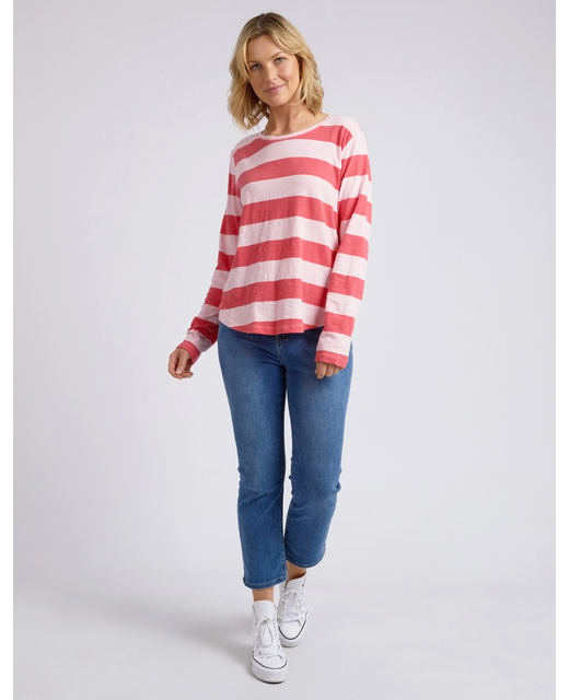 Spritz Stripe L/S Tee Coral