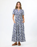 Load image into Gallery viewer, Vittoria Dress Indigo Geo
