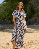 Load image into Gallery viewer, Vittoria Dress Indigo Geo
