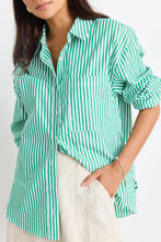 Load image into Gallery viewer, You Got This Green Stripe Cotton Oversized Shirt
